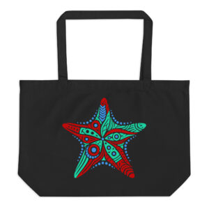 Trippy Starfish Large Organic Tote Bag